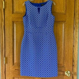 Tahari Bright Blue & White Patterned Dress 8